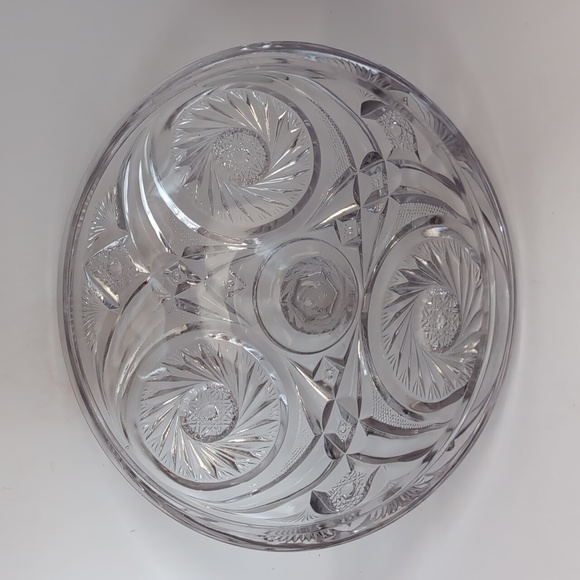 Antique / Vtg 1904-1927 McKee Prescut Aztec Covered Brilliant Glass Crystal Bowl - Picture 9 of 12